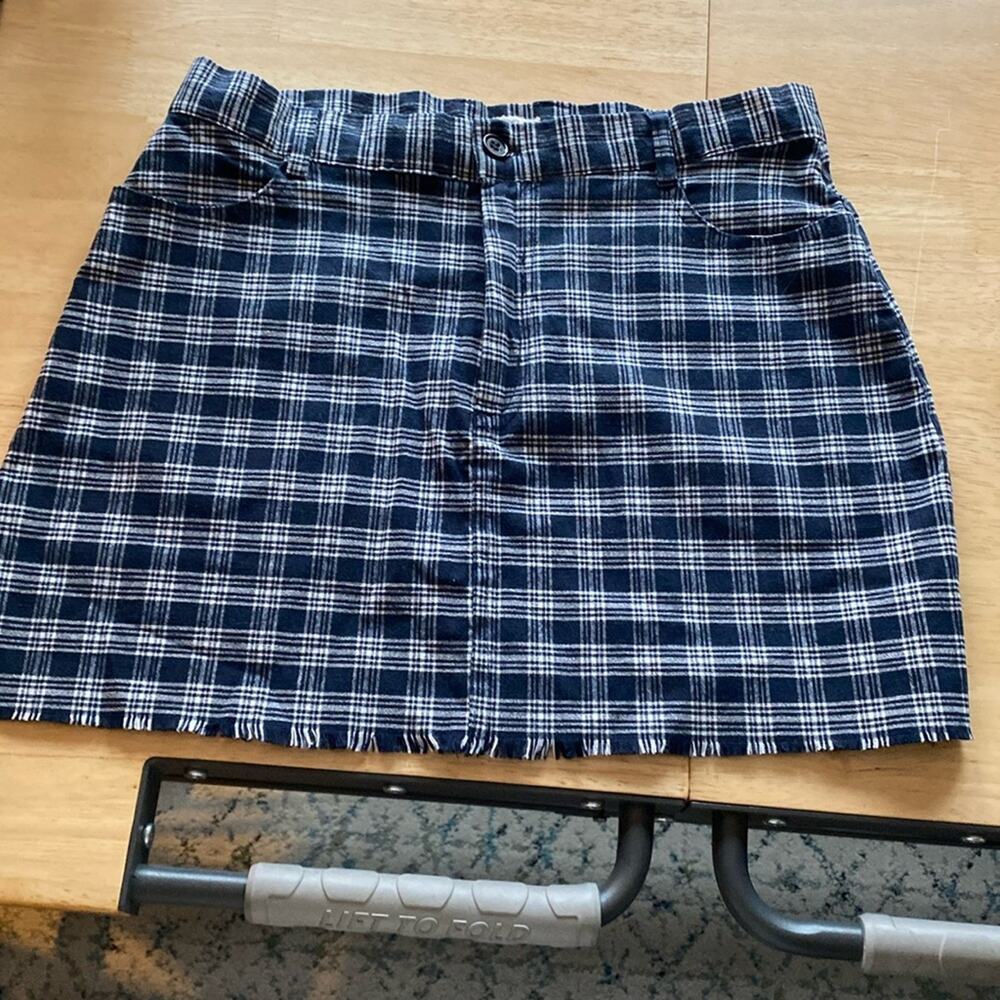 JOHN GALT plaid mini skirt with frayed hem